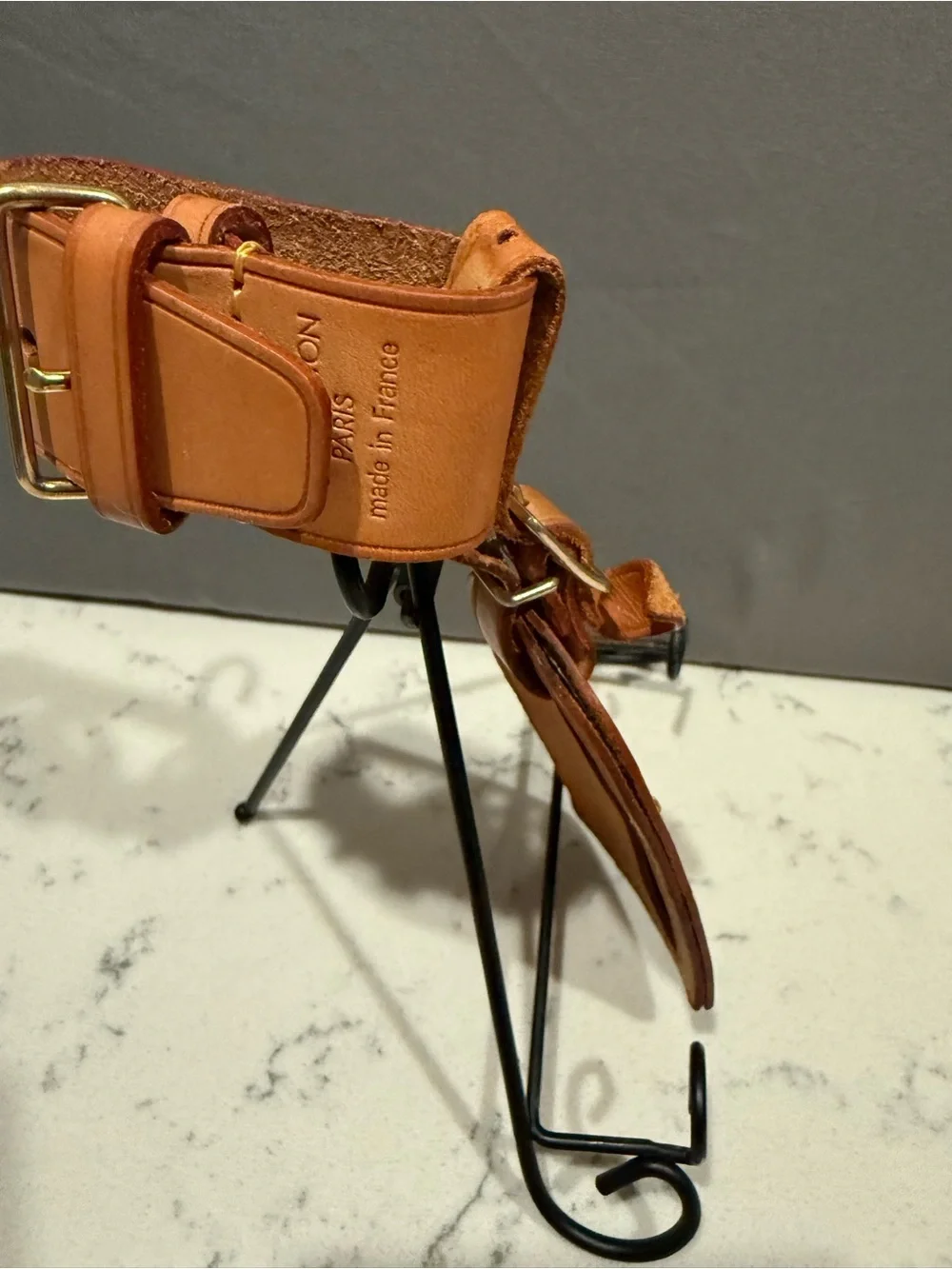 Louis Vuitton Tan Leather Luggage Tag with Stitch Detailing